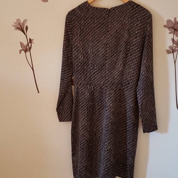 FAUX WRAP SATIN FIT & FLARE DRESS - Picture 4 of 6